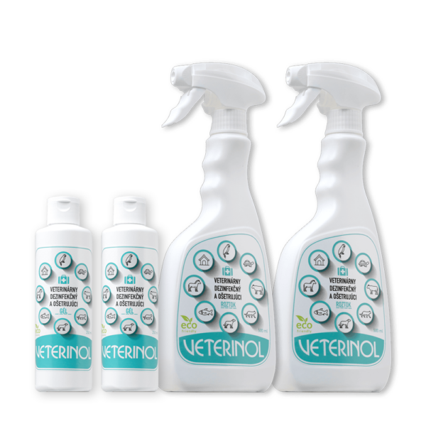 Zestaw do dezynfekcji VETERINOL 03: 2 x roztwór 500 ml + 2 x żel 250 ml